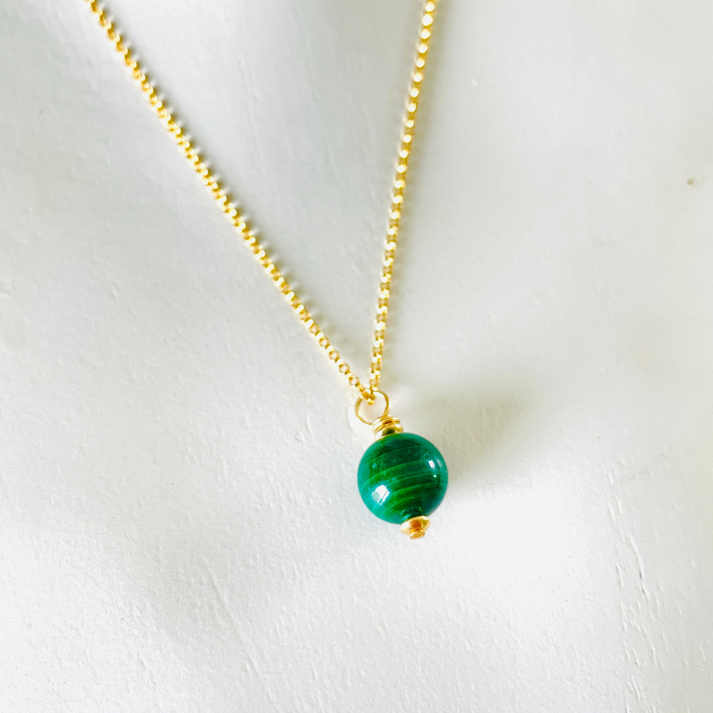 Malachite Focus Globe Adjustable Necklace