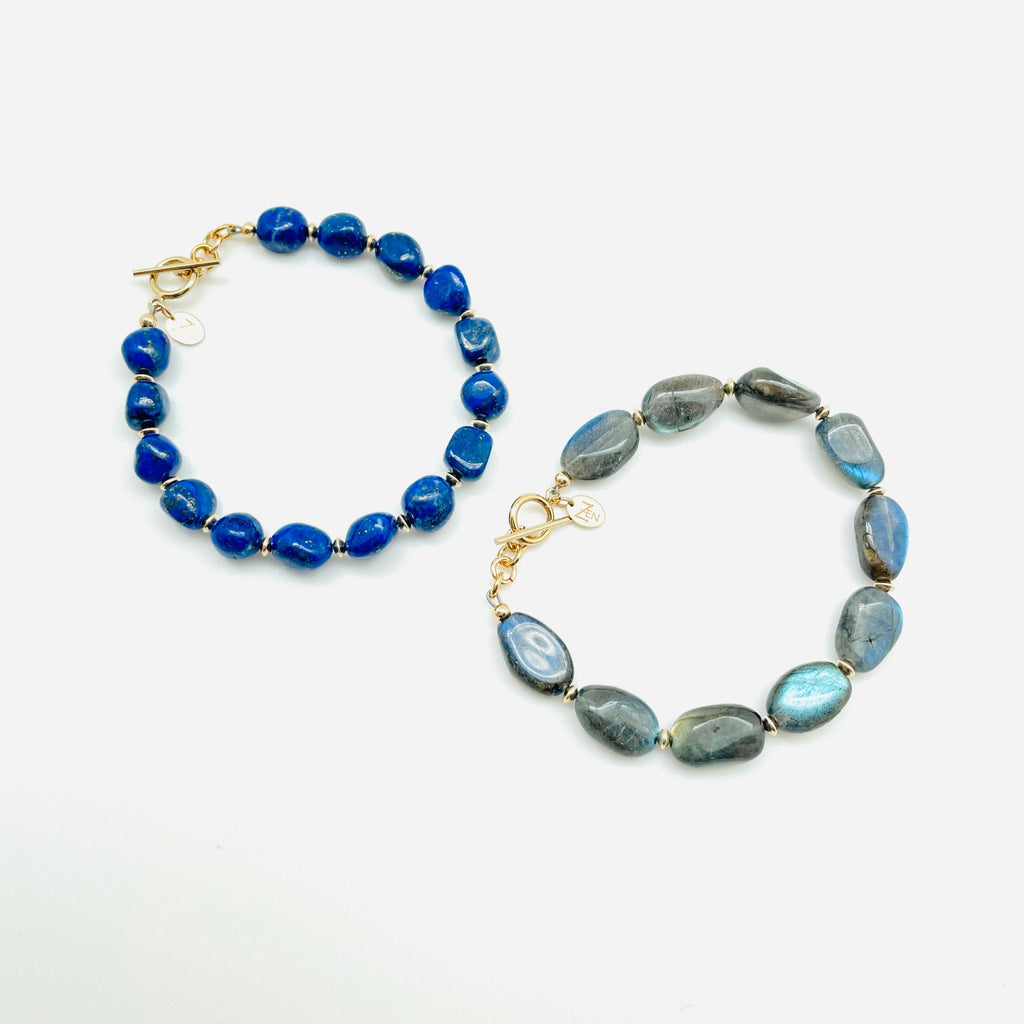 Royal Blue Lapis Lazuli ZEN by Karen Moore Gemstone Bracelet on white background
