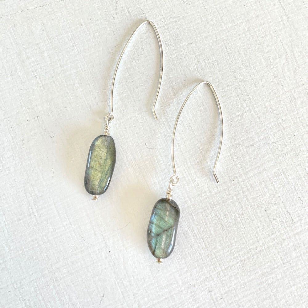 Fish Scale Labradorite Earrings by ZEN by Karen Moore Jewelry alternate view on white background 