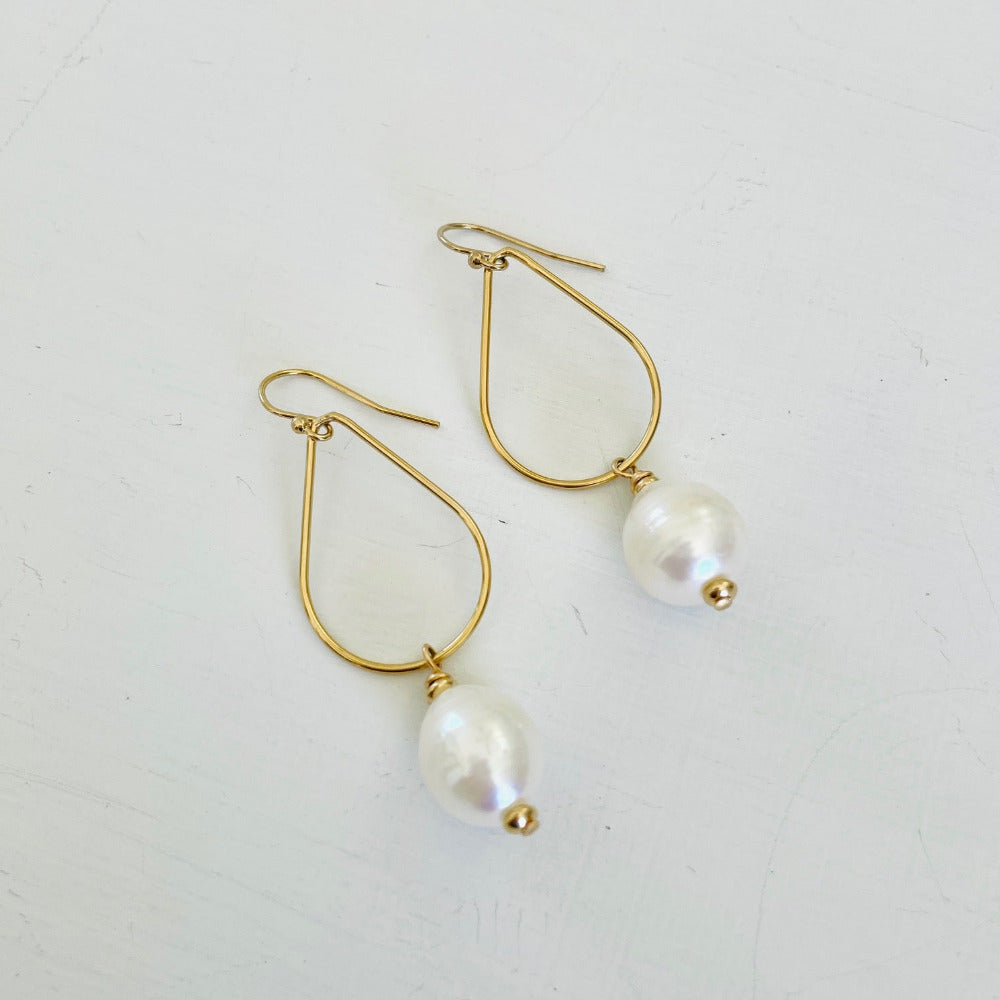 Ariel's Pearl Drop Earrings by ZEN by Karen Moore Jewelry on white background