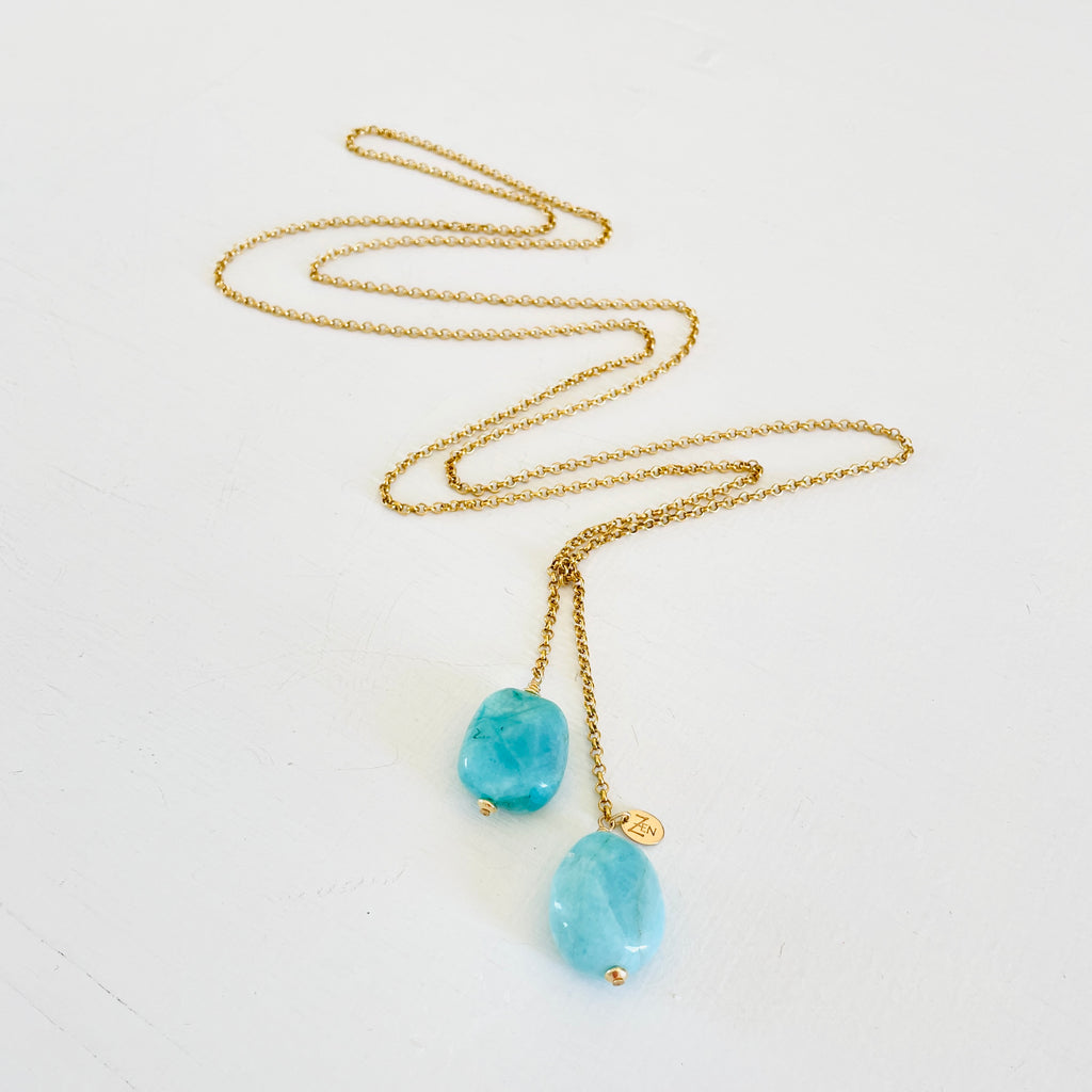 Living in Balance ZEN Wrap® Amazonite Necklace by ZEN by Karen Moore jewelry straight on close-up view on white background