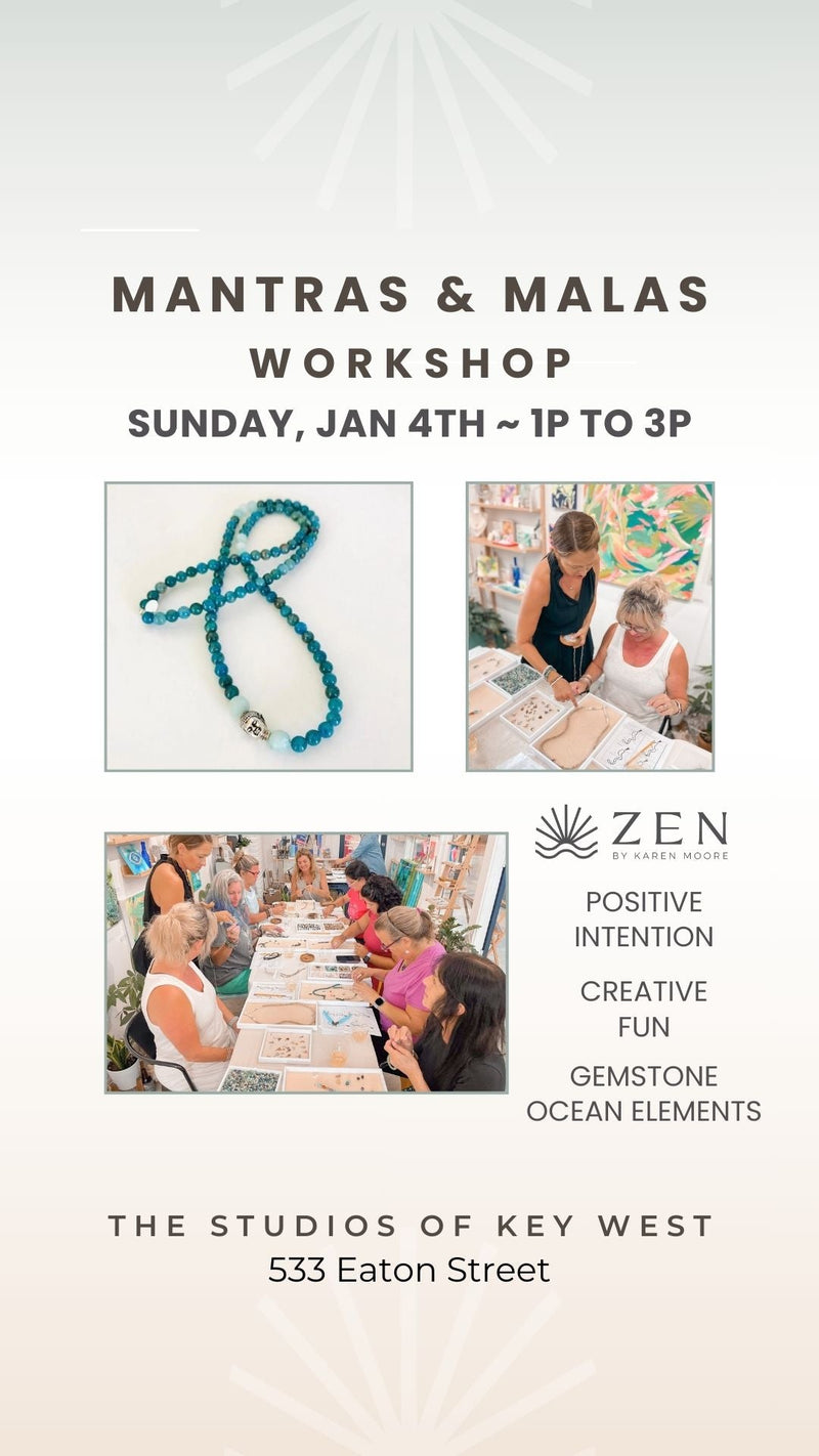 Sunday, Jan 4th, 2026 | 1pm to 3pm | Mantras & Mala Making Workshop at The Studios of Key West
