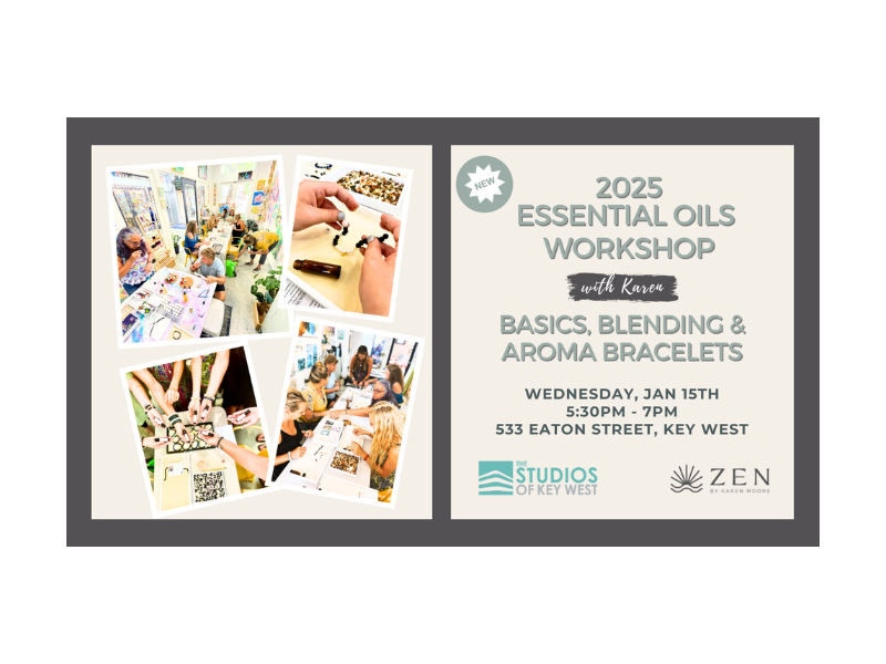 Wednesday, Jan 15th, 2024 | 5:30pm to 7pm | Essential Oils: Basics, Blending & Aroma Bracelets