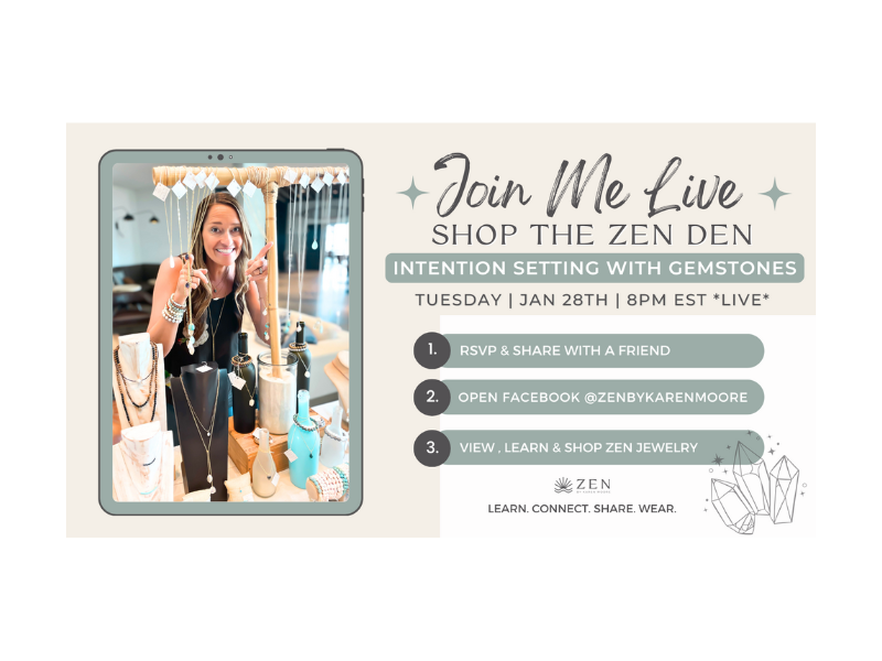 Tuesday, Jan 28th | 8p EST | LIVE from the ZEN Den Studio: Intention Setting with Gemstones | Facebook