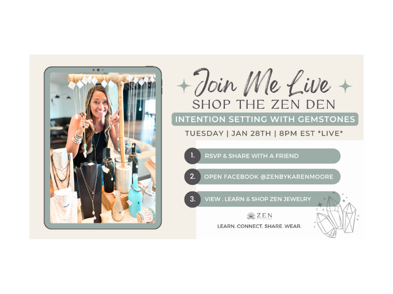 Thursday, Jan 30th | 8pm EST | LIVE from the ZEN Den Studio: Intention Setting with Gemstones | Facebook
