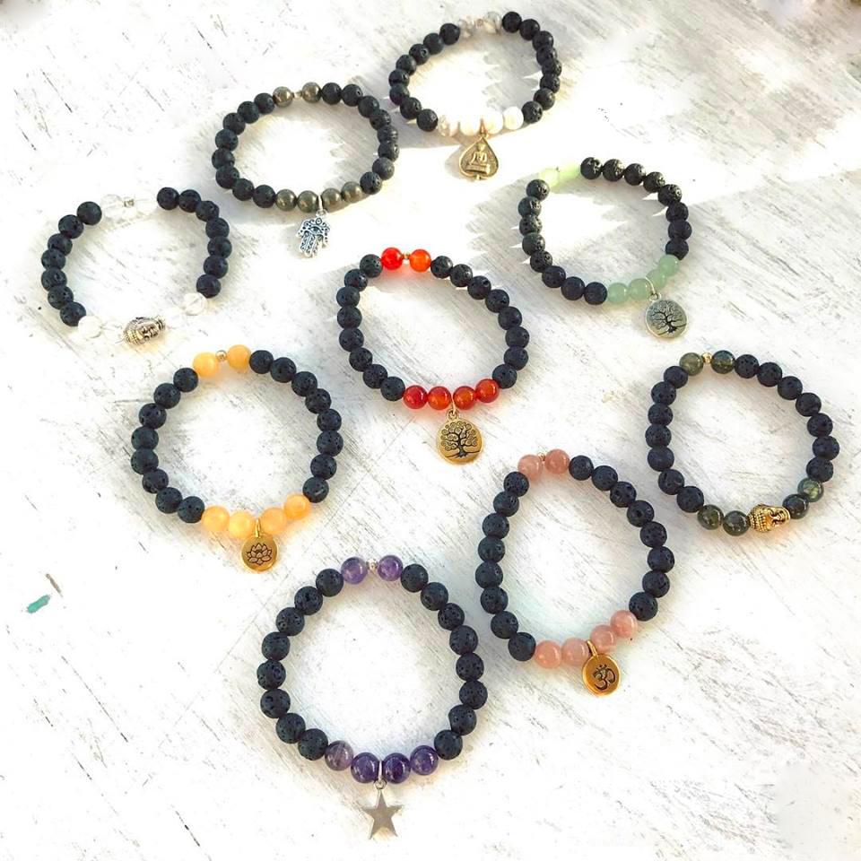 Colorful lava stone bracelets by ZEN by Karen Moore