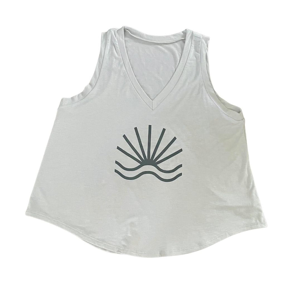 ZEN Live Life Tank Top in Grey on White background