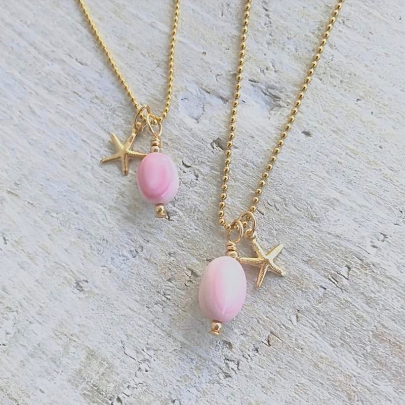 Two conch shell Necklaces with Starfish Charms by ZEN by Karen Moore