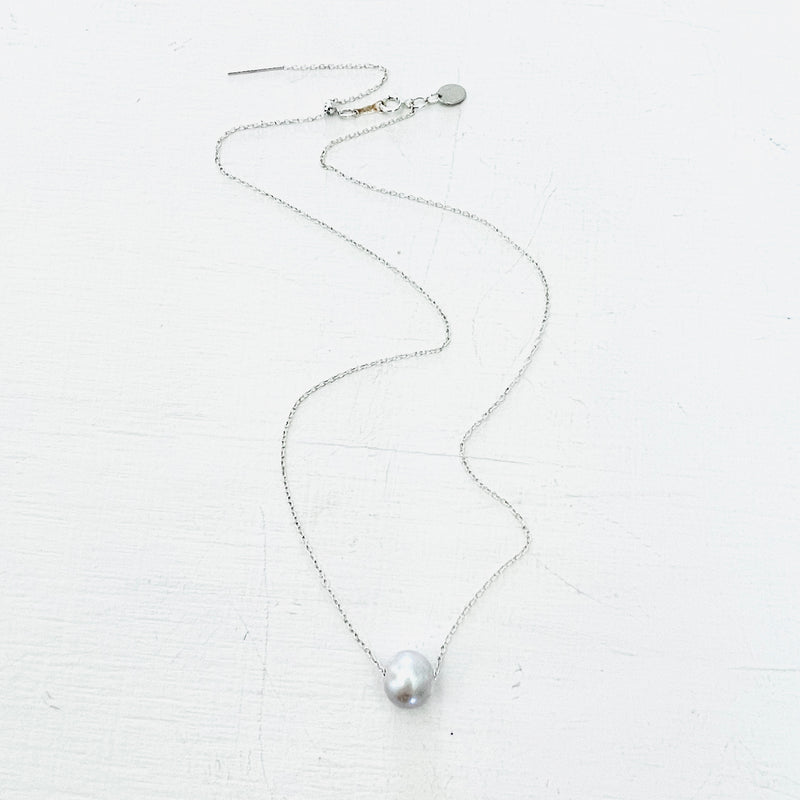 Grey Floating Pearl Adjustable Necklace