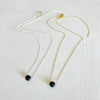 ZEN by Karen Moore Black Onyx Jewelry,  14kt gold filled and sterling silver adjustable chain on white background