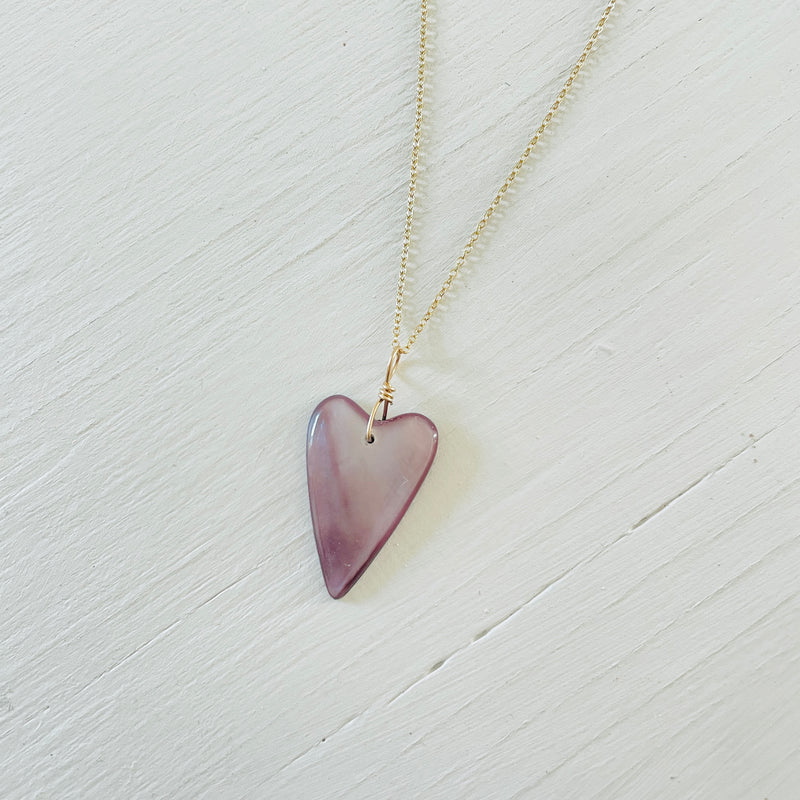 Lavender Funky Heart Shell ZEN Necklace