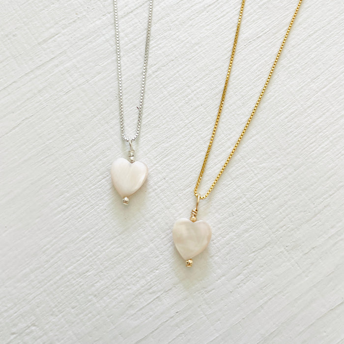 Pinky Mother of Pearl Heart Charm ZEN Necklace