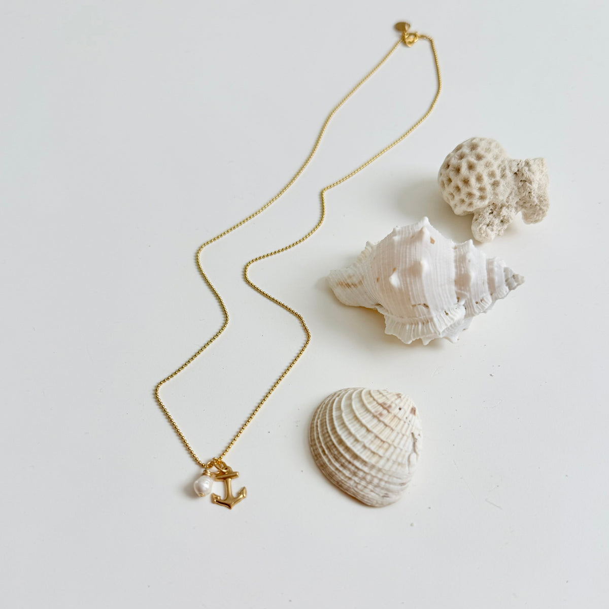 Anchored by the Sea Pearl Charm Necklace