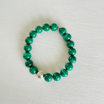 ZEN by Karen Moore green Malachite gemstone bracelet on white background