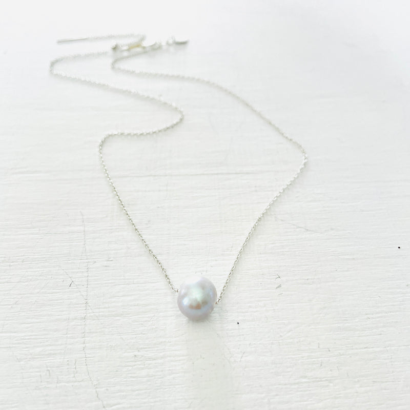 Grey Floating Pearl Adjustable Necklace