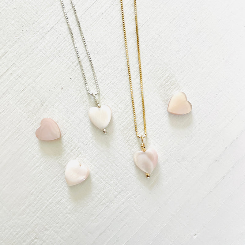 Pinky Mother of Pearl Heart Charm ZEN Necklace