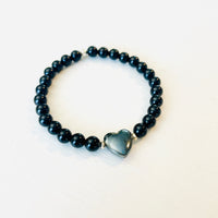 Hematite & Onyx Heart Gem Bracelet