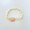 ZEN by Karen Moore Mother of Pearl & Pink Opal Bracelet on white background