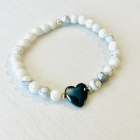 Howlite & Hematite Heart Gem Bracelet