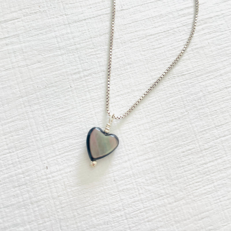 Tahitian Mini Mother of Pearl Heart Charm ZEN Necklace