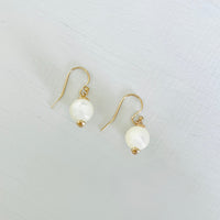 ZEN by Karen Moore Mother of Pearl Earring with 14kt gold-filled earring wires on white background