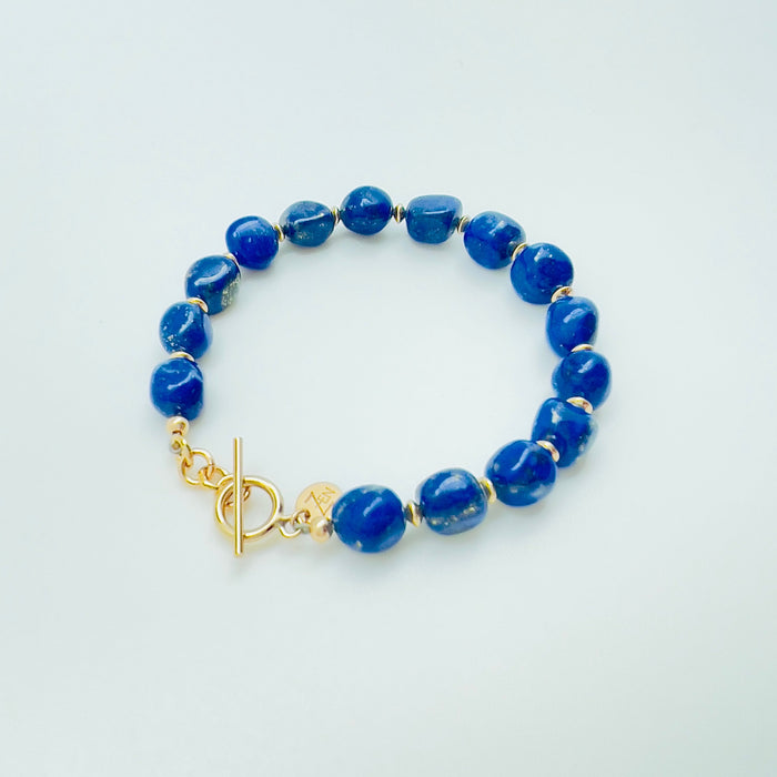 Royal Blue Lapis Lazuli ZEN by Karen Moore Gemstone Bracelet on white background