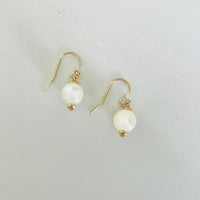 ZEN by Karen Moore Mother of Pearl Earring with 14kt gold-filled earring wires on white background