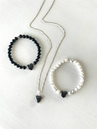 Hematite & Onyx Heart Gem Bracelet