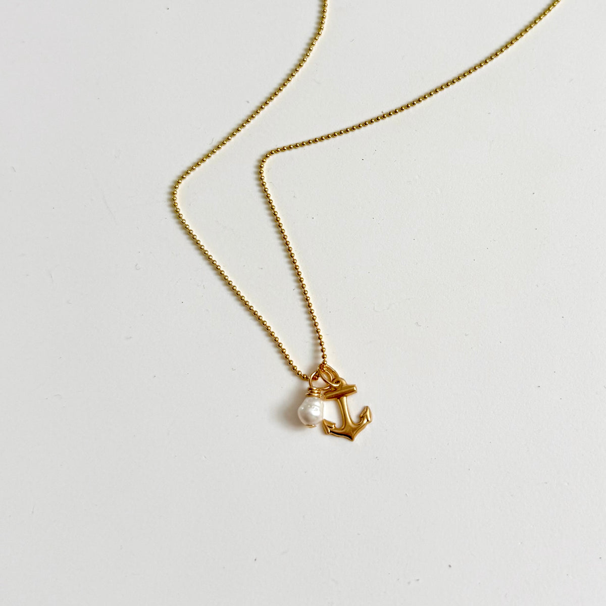 Anchored by the Sea Pearl Charm Necklace