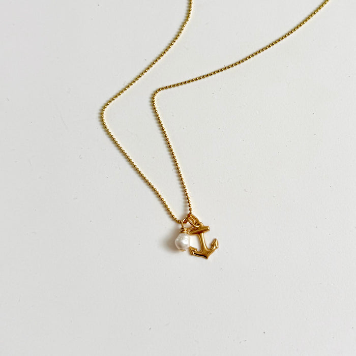 Anchored by the Sea Pearl Charm Necklace
