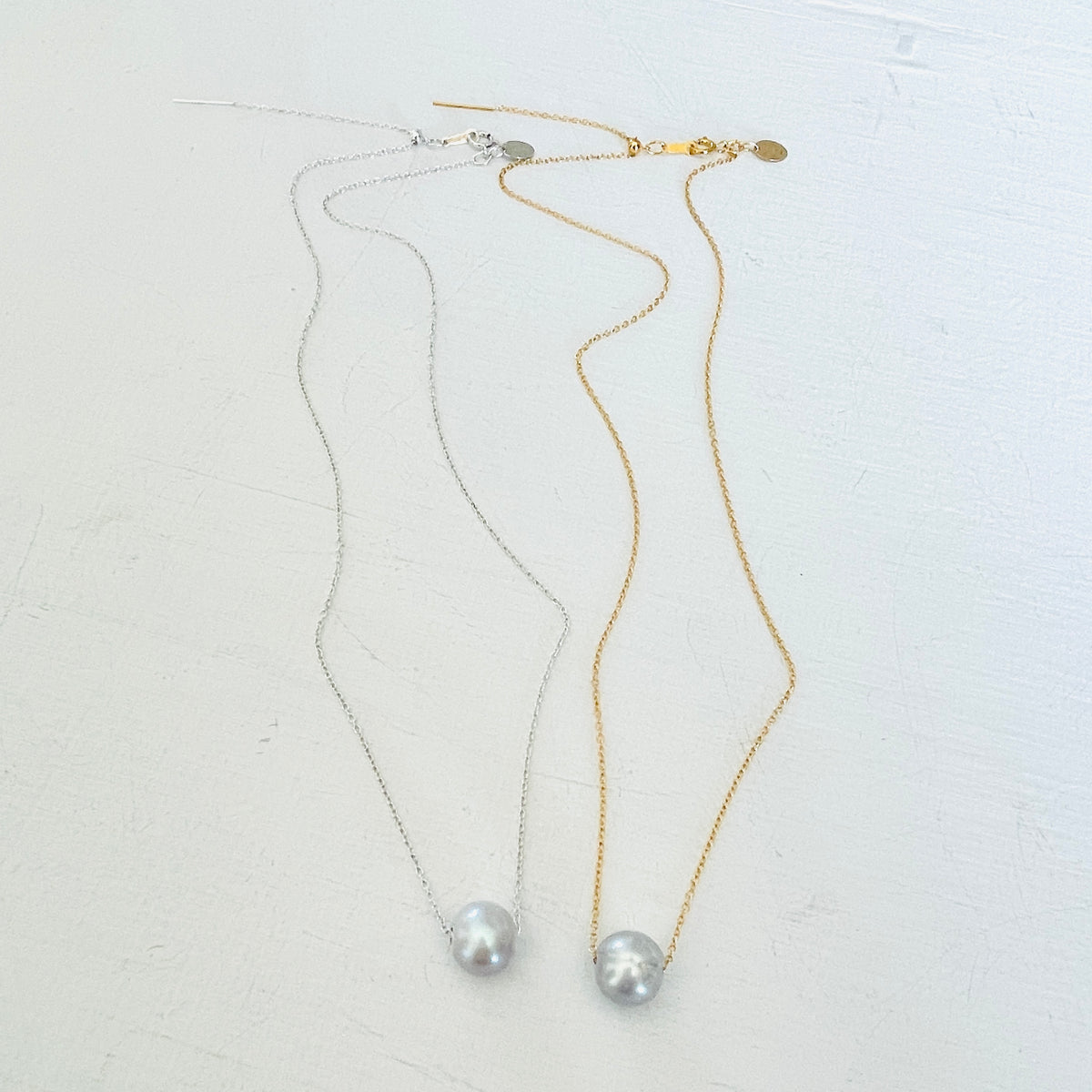 Grey Floating Pearl Adjustable Necklace