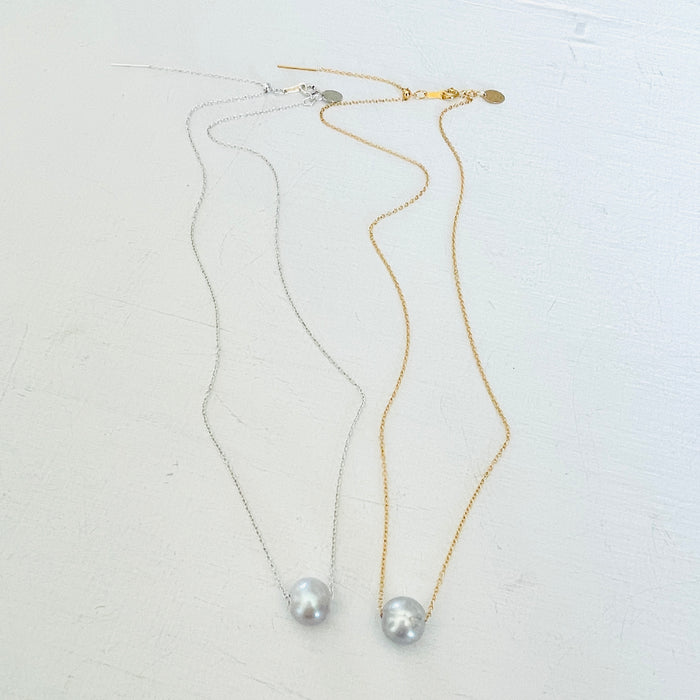 Grey Floating Pearl Adjustable Necklace