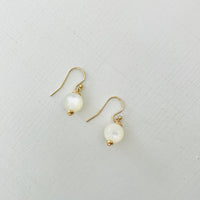 ZEN by Karen Moore Mother of Pearl Earring with 14kt gold-filled earring wires on white background