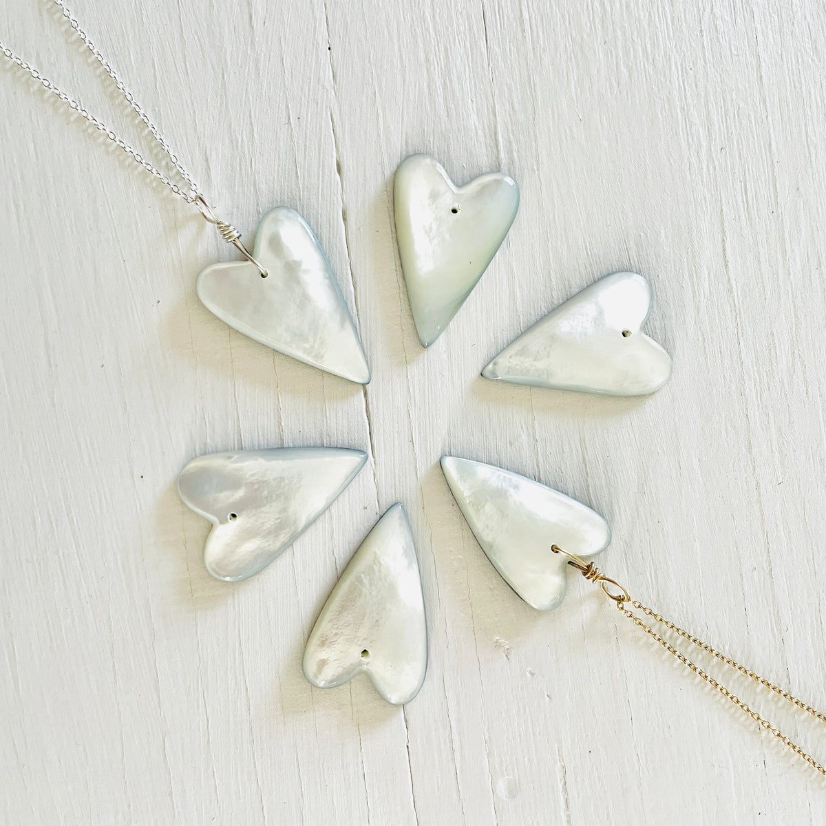Mother of Pearl Funky Heart Shell ZEN Necklace