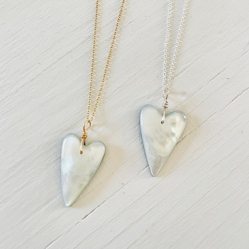 Mother of Pearl Funky Heart Shell ZEN Necklace