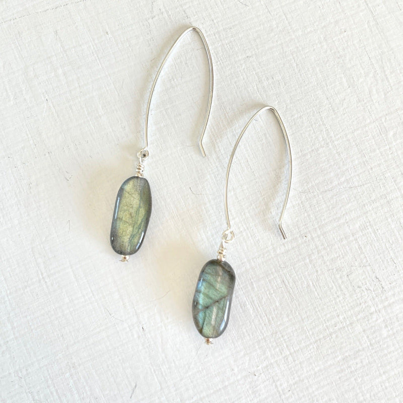 Fish Scale Labradorite Earrings by ZEN by Karen Moore Jewelry alternate view on white background 