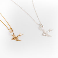 Fly Free Pearly Swallow Charm Necklace