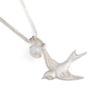 Fly Free Pearly Swallow Charm Necklace