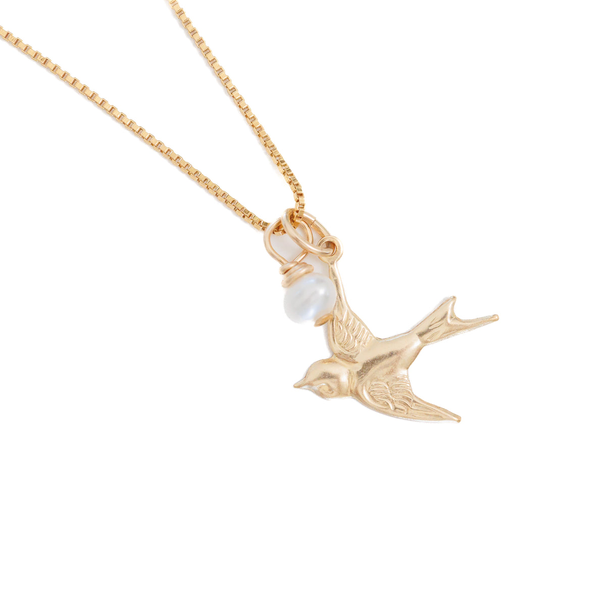 Fly Free Pearly Swallow Charm Necklace