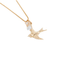 Fly Free Pearly Swallow Charm Necklace