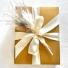ZEN Jewelry Gift Box, golden with ivory ribbon and dried flowers