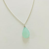The Harmony & Joy Chalcedony Pendant Necklace on silver chain by ZEN by Karen Moore on white background
