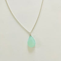 The Harmony & Joy Chalcedony Pendant Necklace on silver chain by ZEN by Karen Moore on white background