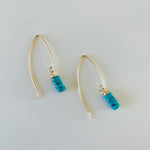 Hooked on Turquoise Earrings by ZEN by Karen Moore on white background close up