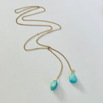 Turquoise Strength ZEN Wrap Necklace  in 14K gold by ZEN by Karen Moore zoomed out view on white background