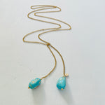 Turquoise Strength ZEN Wrap Necklace  in 14K gold by ZEN by Karen Moore zoomed out alt view on white background