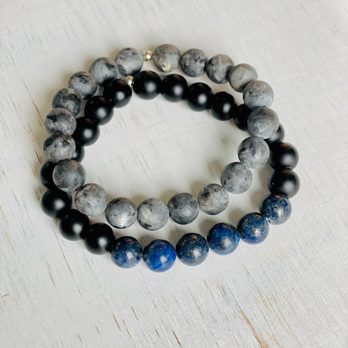 two Menz ZEN Bracelets by ZEN by Karen Moore on white wood