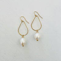 Ariel's Pearl Drop Earrings by ZEN by Karen Moore Jewelry straight-on view on white background