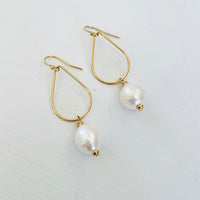 Ariel's Pearl Drop Earrings by ZEN by Karen Moore Jewelry zoomed in view on white background