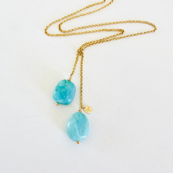 Living in Balance ZEN Wrap® Amazonite Necklace by ZEN by Karen Moore jewelry straight on close-up view on white background